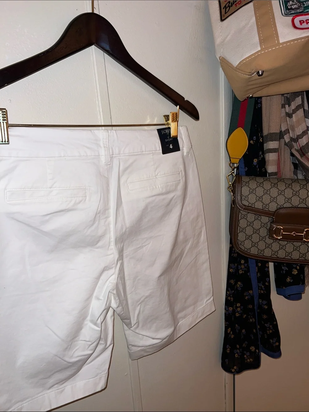 J. Crew White Cotton Chino Bermuda Shorts. Perfect for every summer occasion.